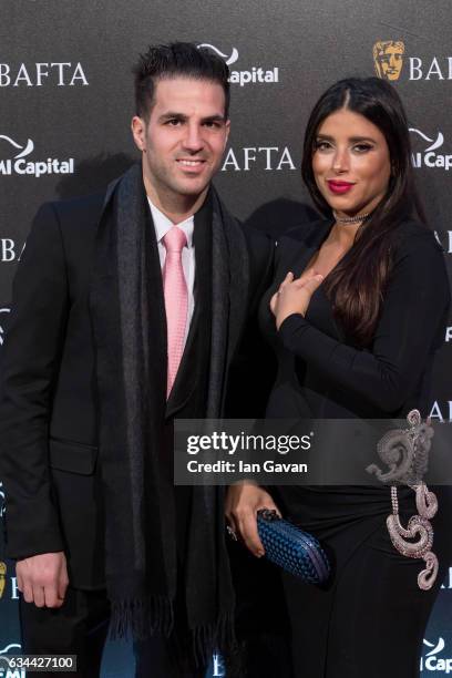 Cezc Fabrigas and Daniella Semaan attend the BAFTA 2017 film gala dinner on February 9, 2017 in London, United Kingdom.