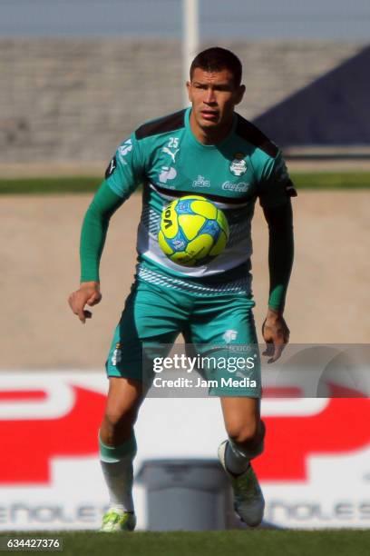 Jorge Enriquez of Santos controls the ball during Santos training session in the Torneo Clausura 2017 Liga MX at Corona Stadium on February 09, 2017...