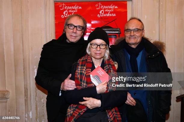 Jean-Paul Scarpitta, Dominique Issermann and Philippe Val attend Gerard Depardieu sings Barbara, accompanied on the piano of Barbara by Gerard...