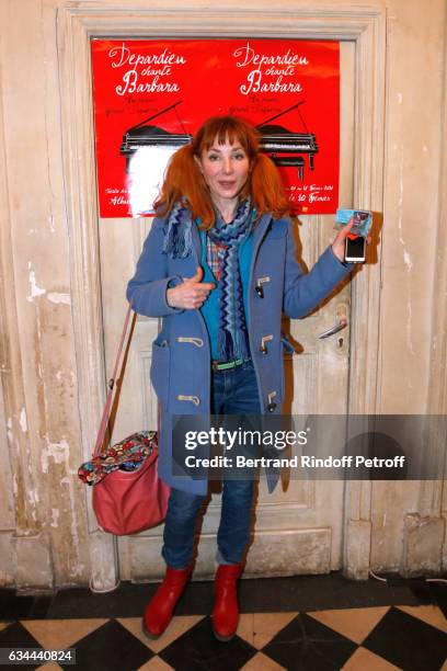 Julie Depardieu attends Gerard Depardieu sings Barbara, accompanied on the piano of Barbara by Gerard Daguere, who was his Pianist for more than 15...