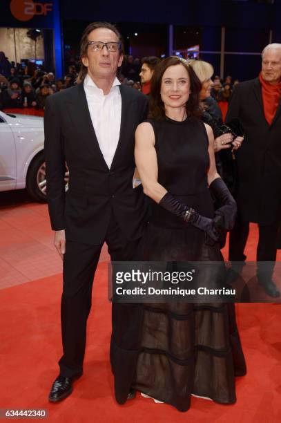 Oskar Roehler and his wife Inka Friedrich attend the 'Django' premiere during the 67th Berlinale International Film Festival Berlin at Berlinale...