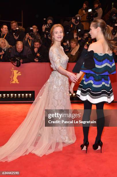 Franziska Petri and Alina Levshin attend the 'Django' premiere during the 67th Berlinale International Film Festival Berlin at Berlinale Palace on...