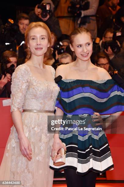 Franziska Petri and Alina Levshin attend the 'Django' premiere during the 67th Berlinale International Film Festival Berlin at Berlinale Palace on...