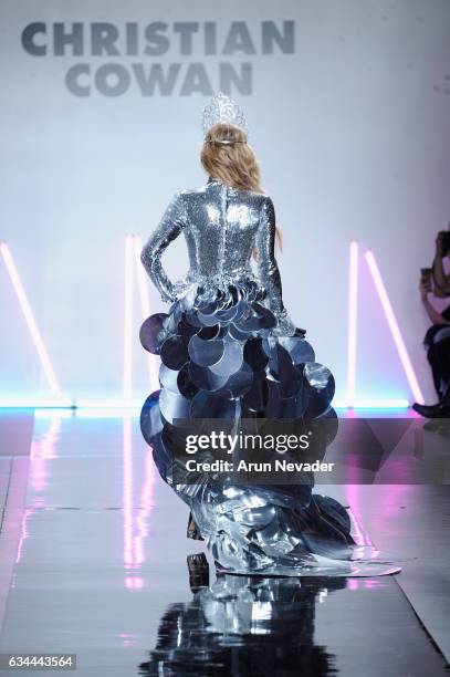 Paris Hilton walks the runway at the Christian Cowan Fall/Winter 2017 Fashion Show at Pier 59 on February 9, 2017 in New York City.