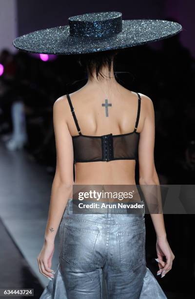 Model walks the runway at the Christian Cowan Fall/Winter 2017 Fashion Show at Pier 59 on February 9, 2017 in New York City.