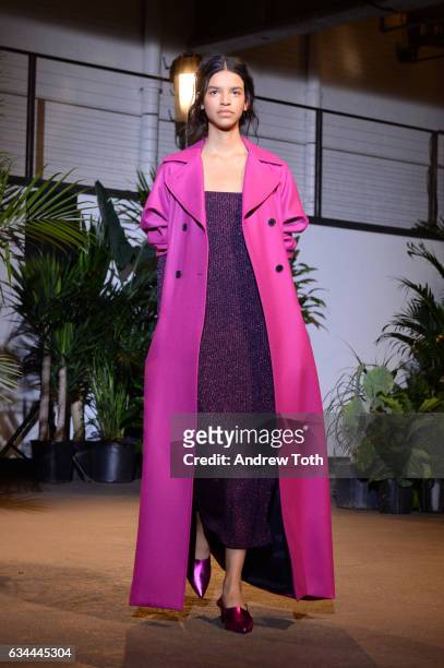 Model walks the runway at the Creatures of Comfort presentation during New York Fashion Week at Gallery 1, Skylight Clarkson Sq on February 9, 2017...