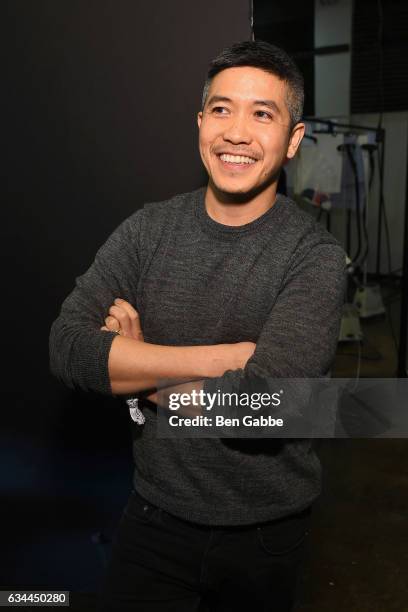 Fashion designer Thakoon Panichgul backstage during the Thakoon fashion show at New York Fashion Week at Cedar Lake on February 9, 2017 in New York...