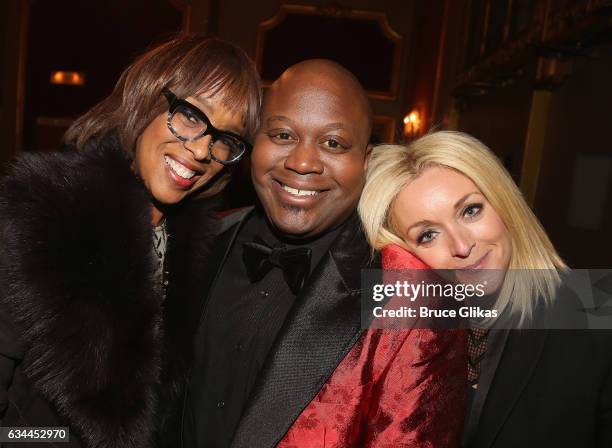 Gayle King, Tituss Burgess and Jane Krakowski pose at the Opening Night of "Sunset Boulevard" on Broadway at The Palace Theatre on February 9, 2017...