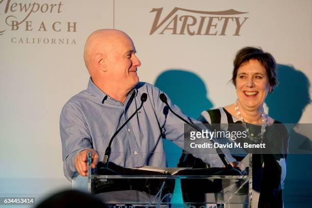 Dave Johns and Rebecca oBrien attends the Newport Beach Film Festival Honours at Bvlgari Hotel on February 9, 2017 in London, United Kingdom.