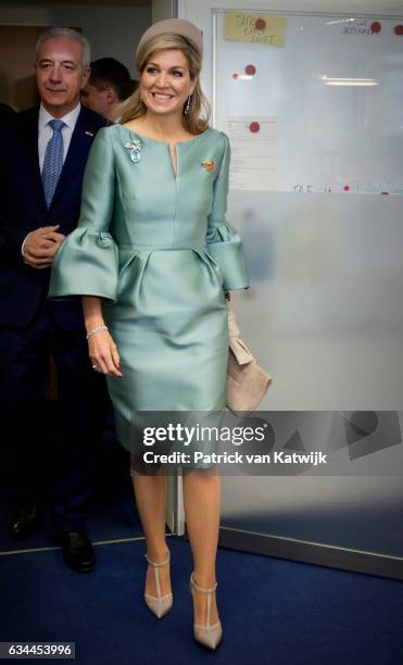 Queen Maxima of The Netherlands visits European Energy Exchange during their 4 day visit to Germany on February 09, 2017 in Leipzig, Germany.