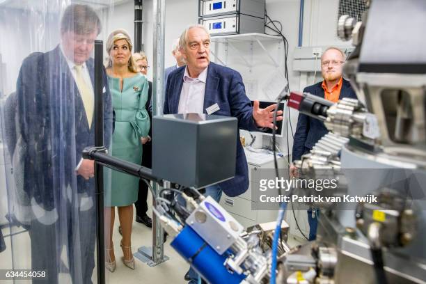 King Willem-Alexander and Queen Maxima of The Netherlands visit the trade mission about chemistry during their 4 day visit to Germany on February 09,...