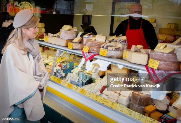 Queen Maxima of The Netherlands visits the Plattenbau neighborhood Grunau during their 4 day visit to Germany on February 09, 2017 in Leipzig,...