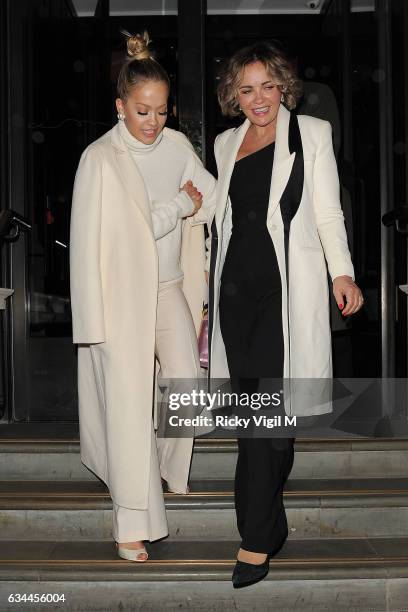 Rita Ora and her mother Vera Sahatciu leaving the"Fifty Shades Darker" premiere afterparty at Massimo's, Corinthia Hotel on February 9, 2017 in...
