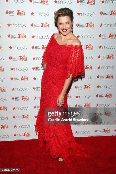 Actress Lucy Lawless attends the American Heart Association's Go Red For Women Red Dress Collection 2017 presented by Macy's at Fashion Week in New...