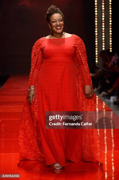 Pounder walks the runway at the American Heart Association's Go Red For Women Red Dress Collection 2017 presented by Macy's at Fashion Week in New...