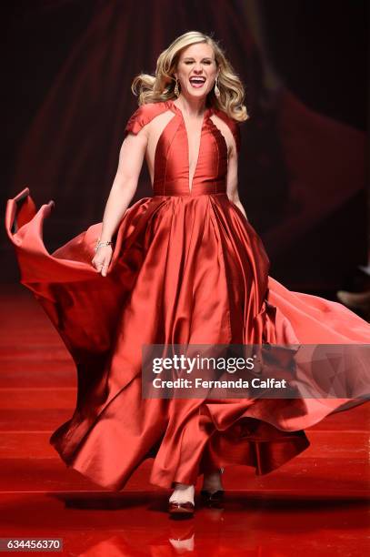 Actress Bonnie Somerville walks the runway at the American Heart Association's Go Red For Women Red Dress Collection 2017 presented by Macy's at...