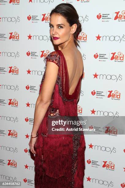 Actress Katie Holmes attends the American Heart Association's Go Red For Women Red Dress Collection 2017 presented by Macy's at Fashion Week in New...