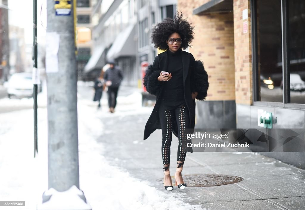 Street Style - New York Fashion Week February 2017 - Day 1