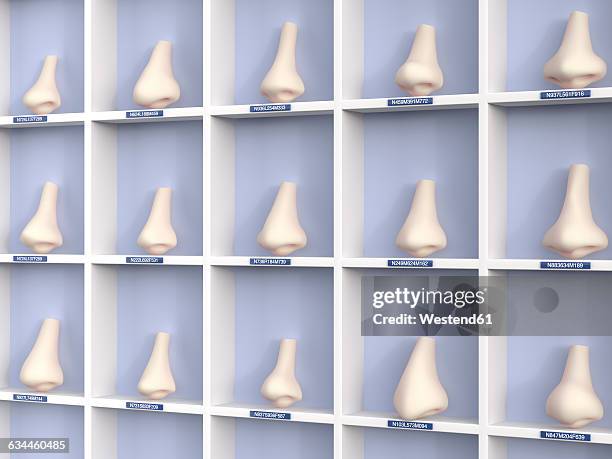 assortment of artificial noses in shelf, 3d rendering - nose 幅插畫檔、美工圖案、卡通及圖標