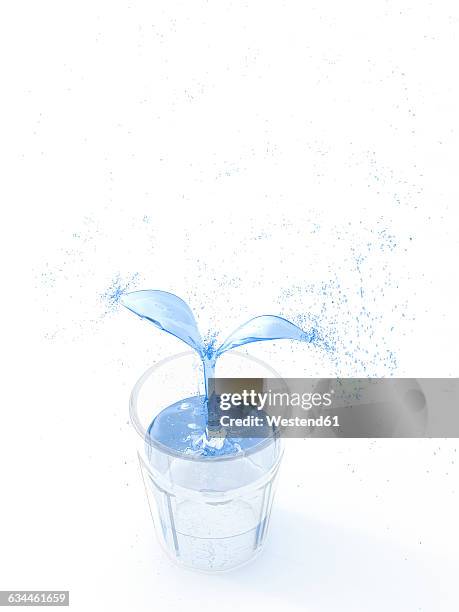 ilustraciones, imágenes clip art, dibujos animados e iconos de stock de 3d rendering, pflanze of water growing in glass - pflanze