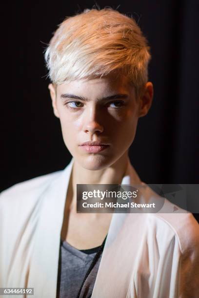 Model attends the Noon by Noor show during February 2017 New York Fashion Week: The Shows at Gallery 3, Skylight Clarkson Sq on February 9, 2017 in...