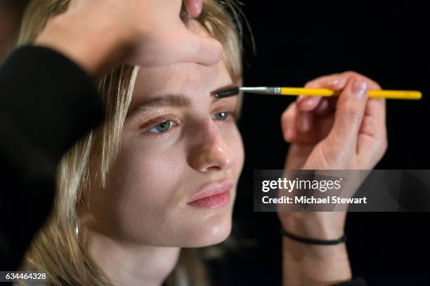 Model attends the Noon by Noor show during February 2017 New York Fashion Week: The Shows at Gallery 3, Skylight Clarkson Sq on February 9, 2017 in...