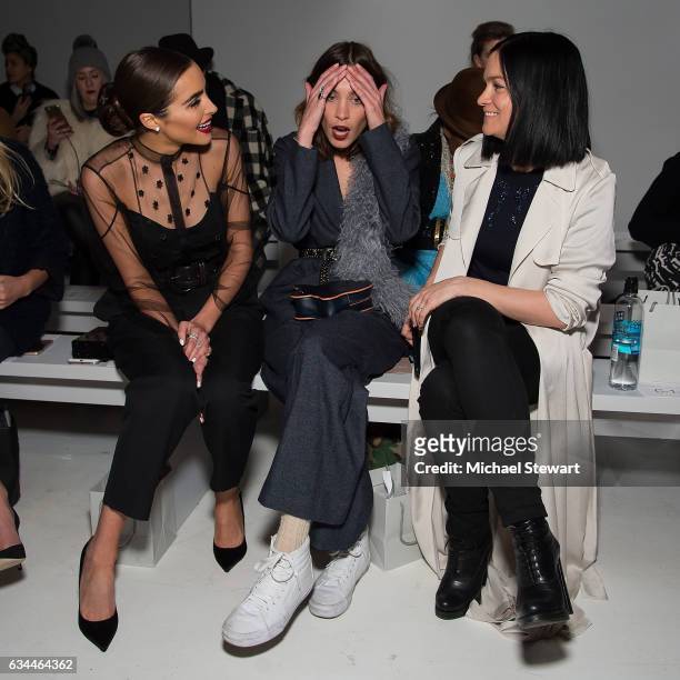 Olivia Culpo, Alexa Chung and Leigh Lezark attend the Noon by Noor show during February 2017 New York Fashion Week: The Shows at Gallery 3, Skylight...
