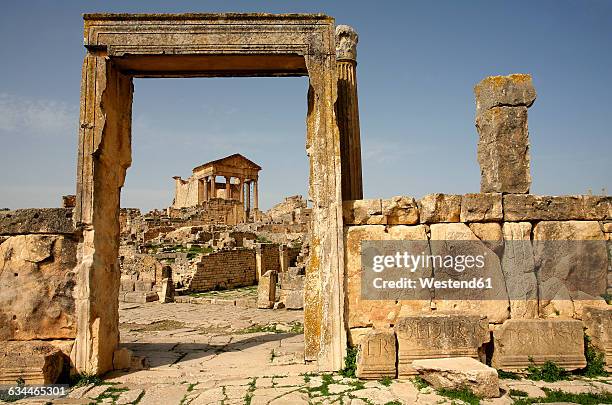 Tunisia Beja Governorate Roman Ruin Of Dougga, 照片檔
