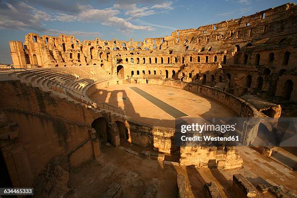 tunisia, colosseum in el djem - amphitheater stock pictures, royalty-free photos & images