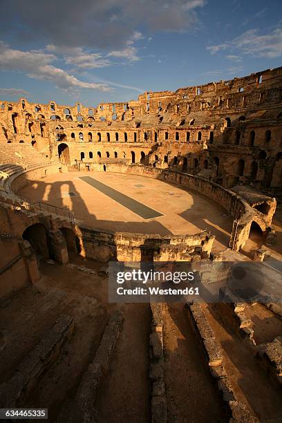 tunisia, colosseum in el djem - roman amphitheater stock pictures, royalty-free photos & images