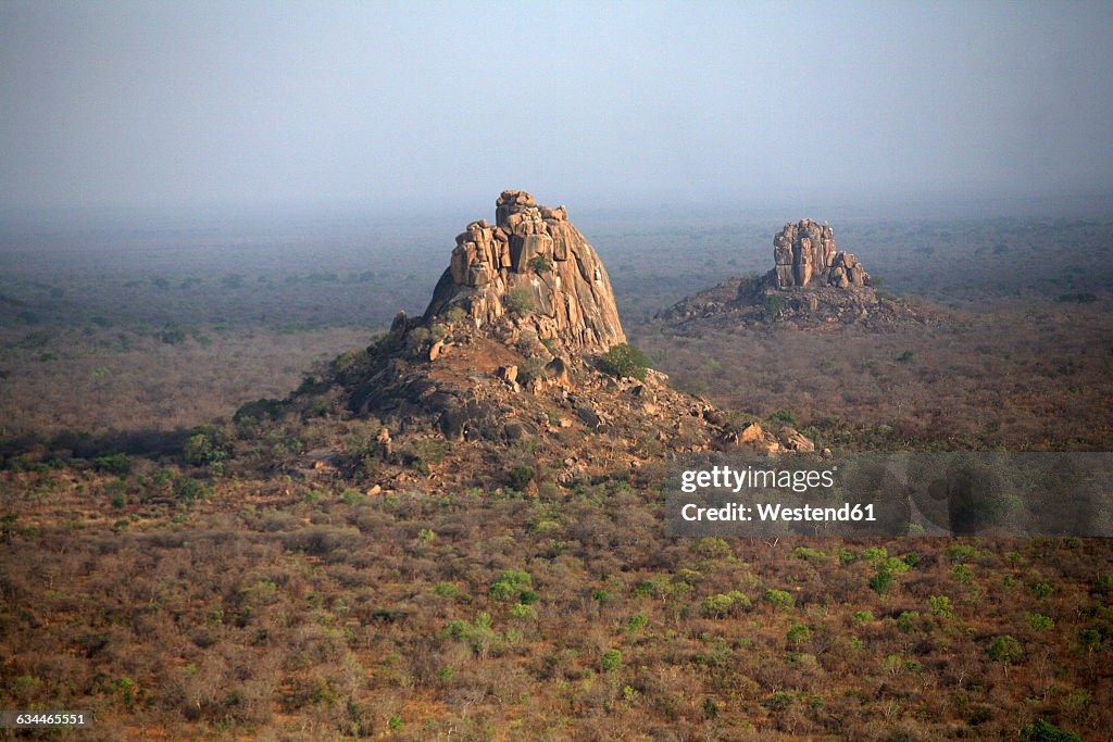 Chad, Zakouma National Park, aerial view of rock formations