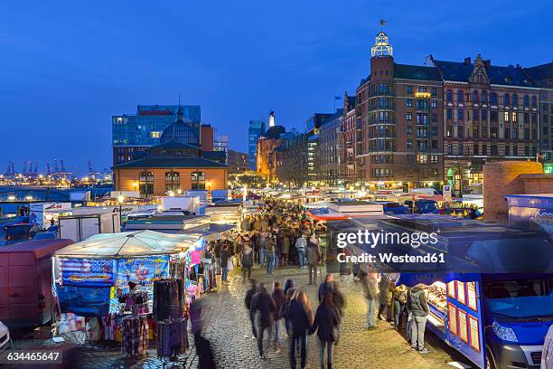 germany, hamburg, elbe river,fish market in the morning - fish market stock pictures, royalty-free photos & images