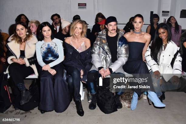 Atlanta De Cadenet, Leigh Lezark, Anja Rubik, Casey Spooner, Carmen Carrera and Vashde attend the Adam Selman show during New York Fashion Week at...