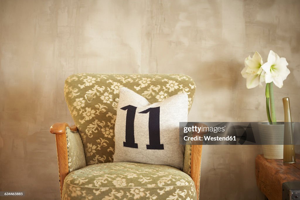 Vintage arm chair with cushion