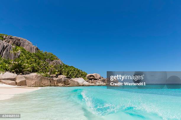 seychelles, beach of grande soeur island, big sister - seychelles stock pictures, royalty-free photos & images