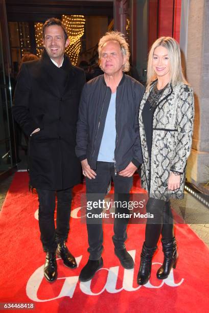 Till Broenner, Uwe Ochsenknecht and his girlfriend Kirsten Kiki Viebrock attend the Opening Night By GALA & UFA on February 9, 2017 in Berlin,...