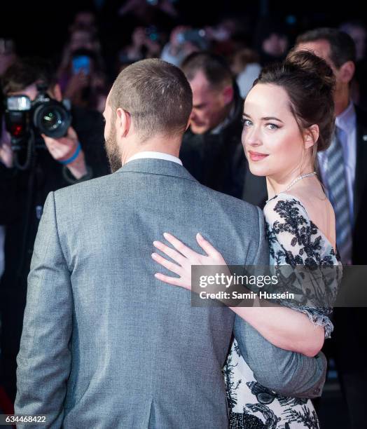 Jamie Dornan and Dakota Johnson attend the "Fifty Shades Darker" - UK Premiere on February 9, 2017 in London, United Kingdom.