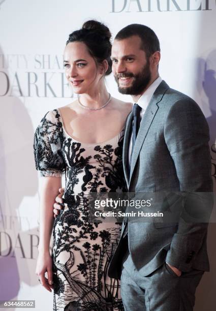 Jamie Dornan and Dakota Johnson attend the "Fifty Shades Darker" - UK Premiere on February 9, 2017 in London, United Kingdom.
