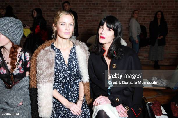 Carolyn Murphy and Sarah Sophie Flicker at the Ulla Johnson show during New York Fashion Week at 477 Broadway on February 9, 2017 in New York City.