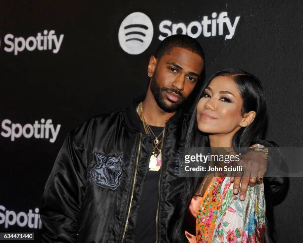 Rapper Big Sean and singer Jhene Aiko attend the Spotify Best New Artist Nominees celebration at Belasco Theatre on 9, 2017 in Los Angeles,...