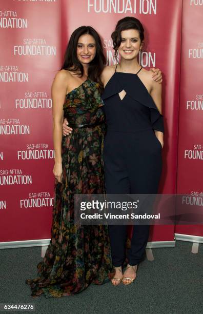 Actors Melanie Papalia and Priscilla Faia attend SAG-AFTRA Foundation's Conversations with "You Me Her" at SAG-AFTRA Foundation Screening Room on...