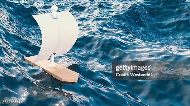 3d rendering, sailing boat - environmental challenges stock illustrations