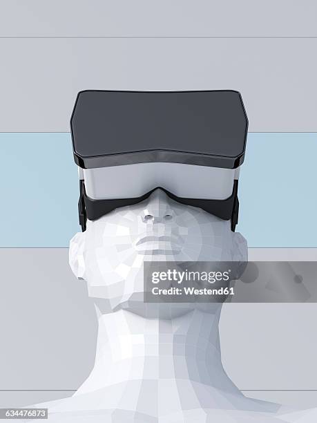dummy with virtual reality glasses, 3d rendering - simulation dummy stock illustrations