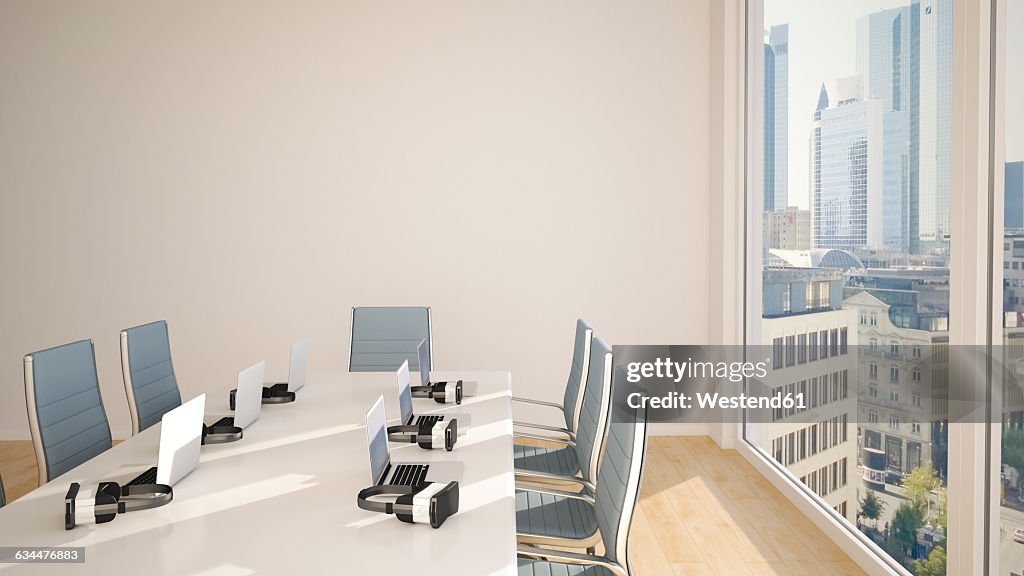 Conference Table With Virtual Reality Glasses 3d Rendering High-Res ...