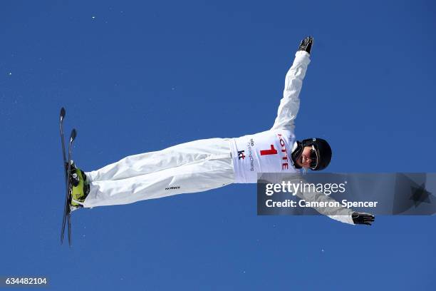 Danielle Scott of Australia performs an aerial during qualifying in the FIS Freestyle Ski World Cup 2016/17 Aerials at Bokwang Snow Park on February...