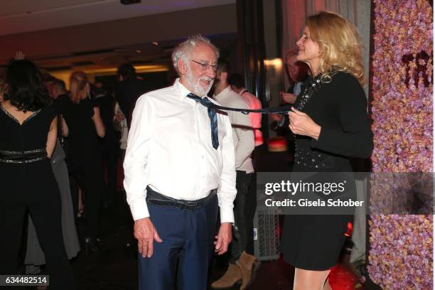 Dieter "Didi" Hallervorden and his girlfriend Christiane Zander dance during the Berlin Opening Night by GALA and UFA Fiction at hotel 'The Stue' on...