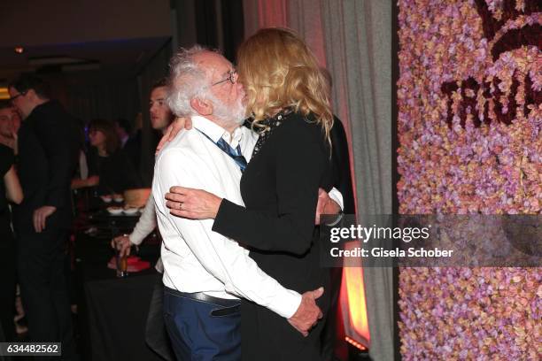 Dieter "Didi" Hallervorden and his girlfriend Christiane Zander dance during the Berlin Opening Night by GALA and UFA Fiction at hotel 'The Stue' on...