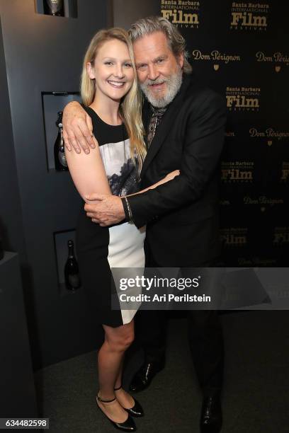 Hayley Bridges and Actor Jeff Bridges visits the Dom Perignon Lounge at The Santa Barbara International Film Festival on February 9, 2017 in Santa...