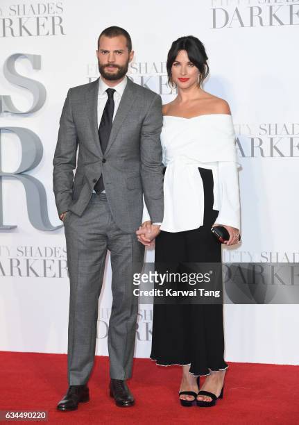 Jamie Dornan and Amelia Warner attend the UK Premiere of "Fifty Shades Darker" at the Odeon Leicester Square on February 9, 2017 in London, United...