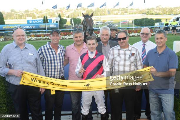 Owners of I Got Shivers after winning Adapt Australia Handicap at Moonee Valley Racecourse on February 10, 2017 in Moonee Ponds, Australia.